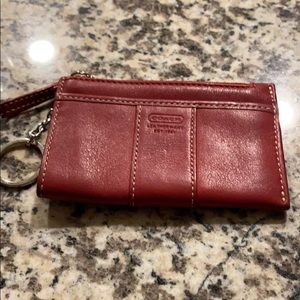 Authentic coach red leather mini wallet